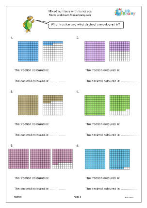 Preview of worksheet Mixed numbers with hundreds