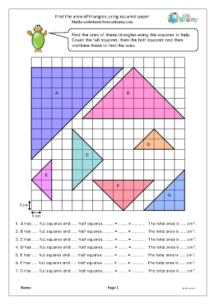 Preview of worksheet Area of triangles using squared paper