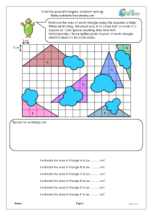 Preview of worksheet Area of triangles: problem solving
