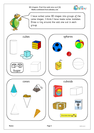 Preview of worksheet 3D shapes: the odd one out (3)