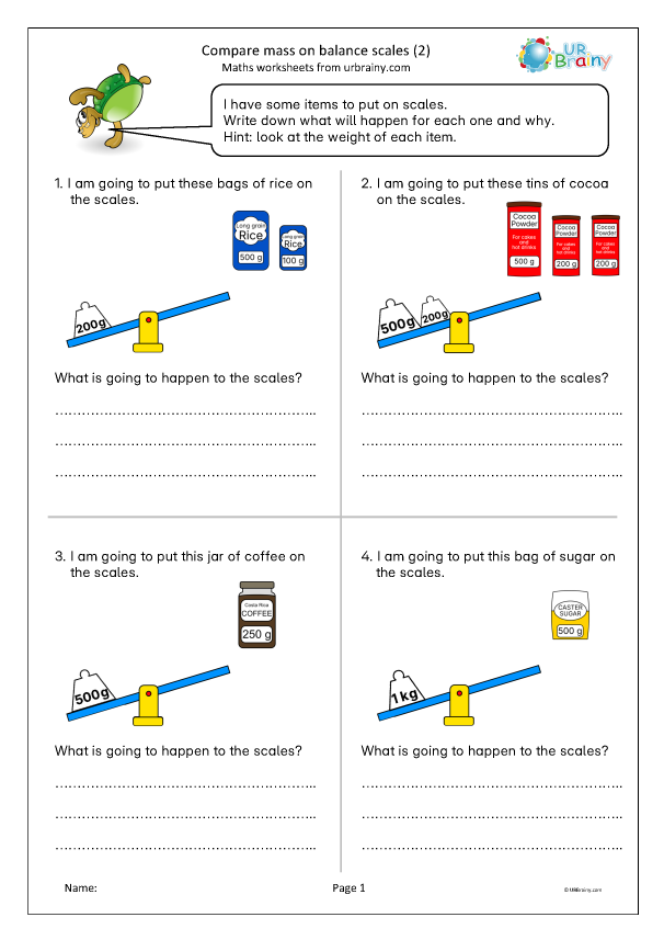 Preview of 'Compare mass on balance scales (2)'