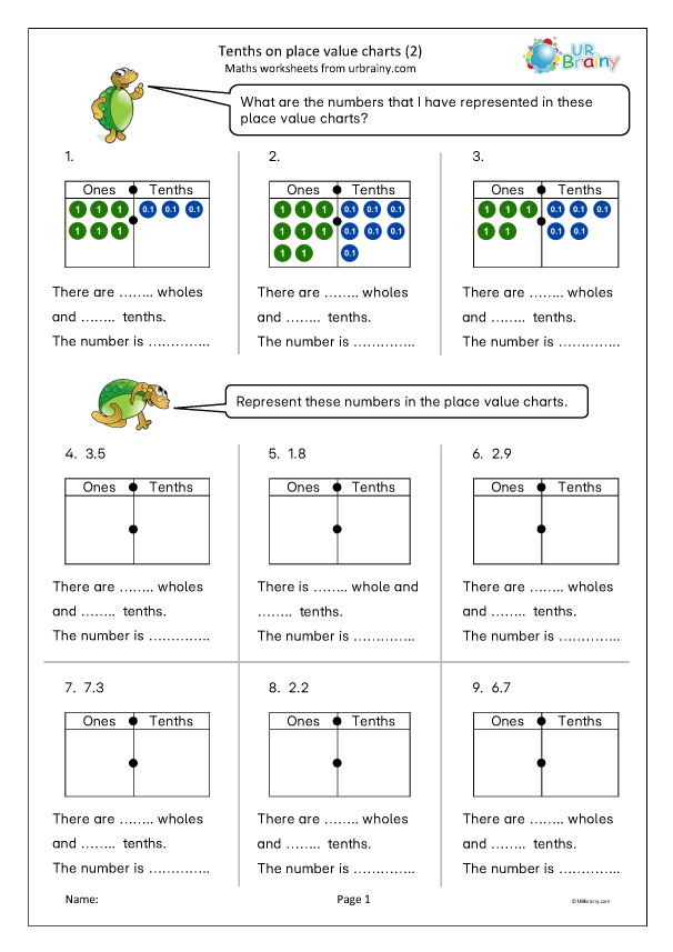 Preview of 'Tenths on a place value chart (2)'