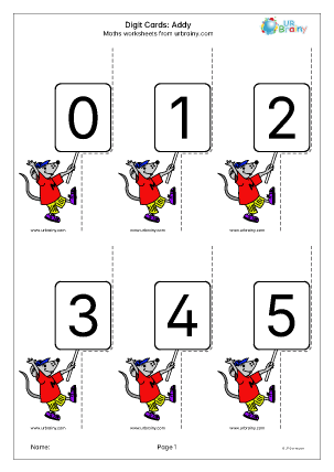 Preview of worksheet Digit cards: Addy