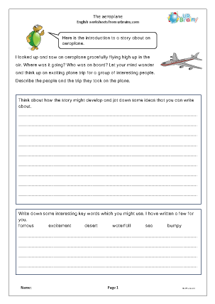 Preview of worksheet Story writing ideas: the aeroplane