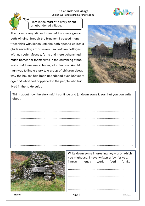 Preview of 'Story writing ideas: the abandoned village'