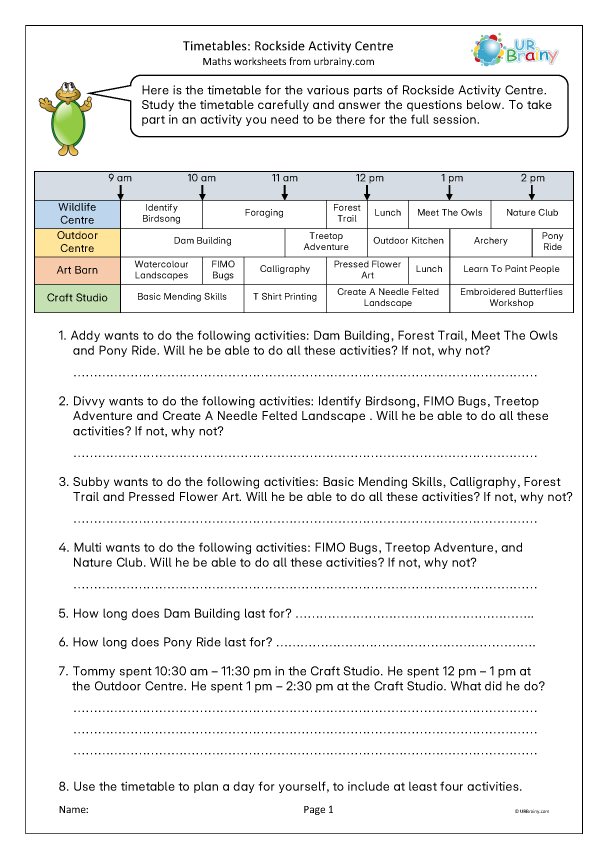 Preview of 'Timetables: Rockside Activity Centre'