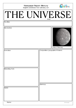 Preview of worksheet Newspaper report: Mercury