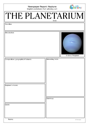 Preview of worksheet Newspaper report: Neptune