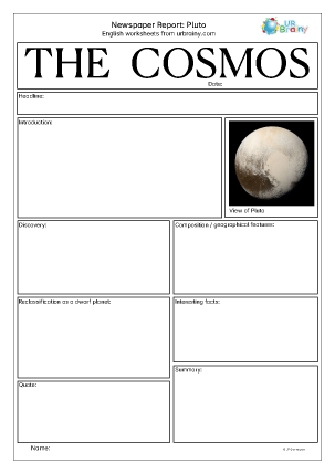 Preview of worksheet Newspaper report: Pluto