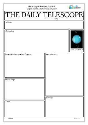 Preview of worksheet Newspaper report: Uranus