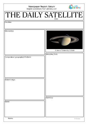 Preview of worksheet Newspaper report: Saturn