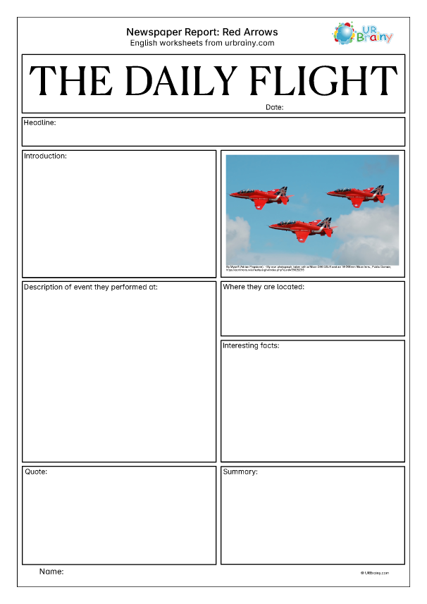 Preview of 'Newspaper report: Red Arrows'