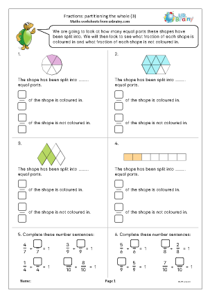 Preview of worksheet Fractions: partitioning the whole (3)