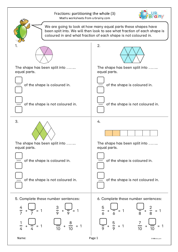 Preview of 'Fractions: partitioning the whole (3)'