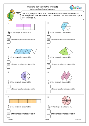 Preview of worksheet Fractions: partitioning the whole (1)