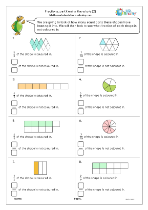 Preview of worksheet Fractions: partitioning the whole (2)