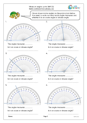 Preview of worksheet Measure angles up to 180 degrees (1)