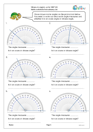 Preview of worksheet Measure angles up to 180 degrees (2)