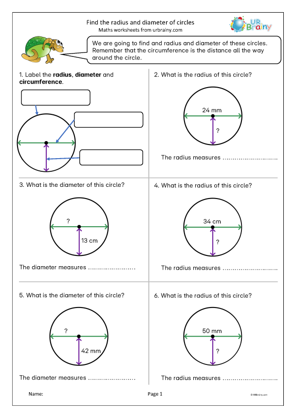 Preview of 'Find the radius and diameter of circles'