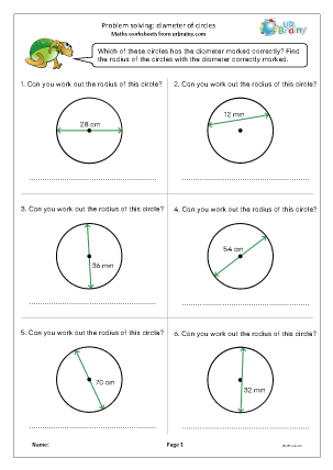 Preview of worksheet Problem solving: diameter of circles