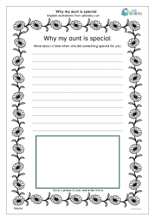 Preview of worksheet Why my aunt is special