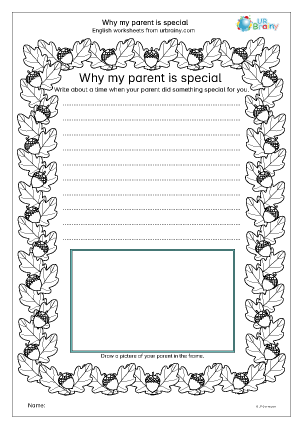 Preview of worksheet Why my parent is special