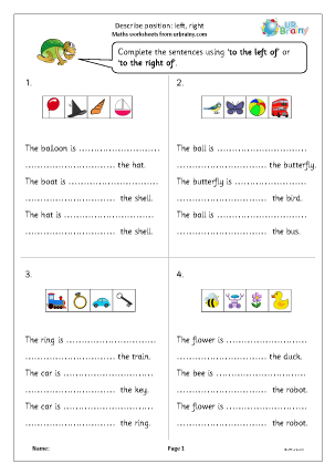 Preview of worksheet Describe position: left right