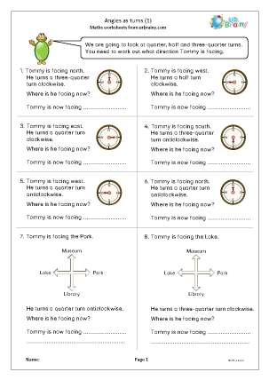 Preview of worksheet Angles as turns (1)