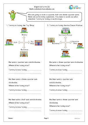 Preview of worksheet Angles as turns (2)