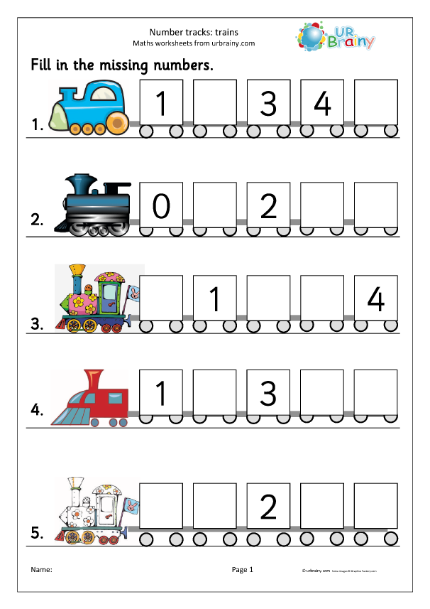 Number Tracks 5 Trains Number Tracks And Lines Maths Worksheets 