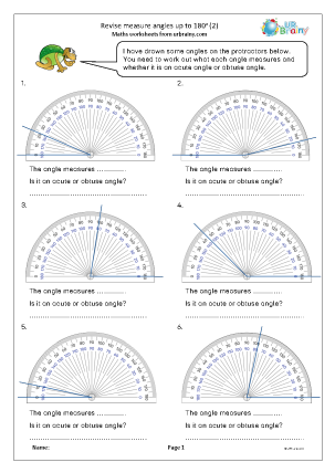 Preview of worksheet Revise measuring angles up to 180 degrees (2)
