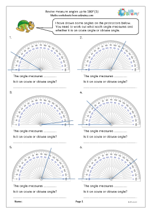 Preview of worksheet Revise measuring angles up to 180 degrees (1)