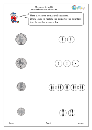 Preview of worksheet Money: unitising (2) 