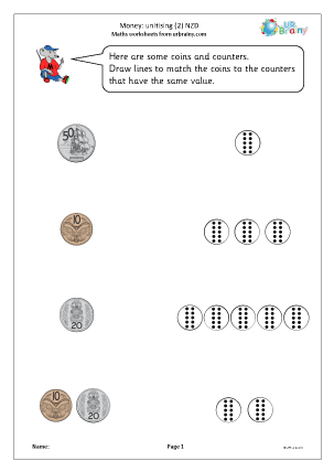 Preview of worksheet Money: unitising 2 (NZD)