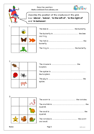 Preview of worksheet Describe position