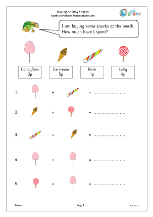 Preview of worksheet Buying holiday snacks