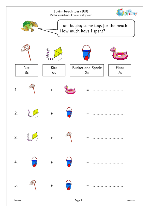 Preview of 'Buying beach toys (Euros)'