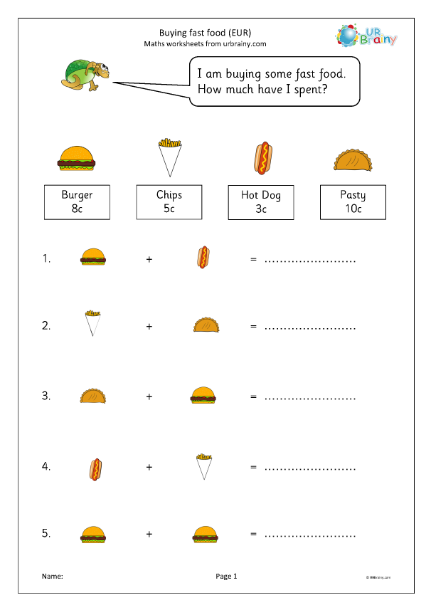 Preview of 'Buying fast food (Euros)'