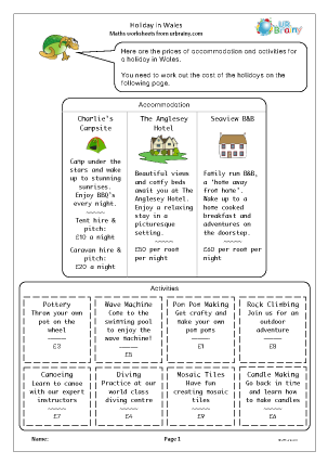 Preview of worksheet 13 Holiday in Wales
