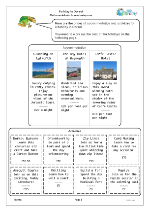 Preview of worksheet Holiday in Dorset