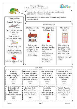 Preview of worksheet Holiday in Jersey
