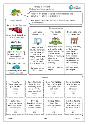 Preview of worksheet Holiday in Scotland