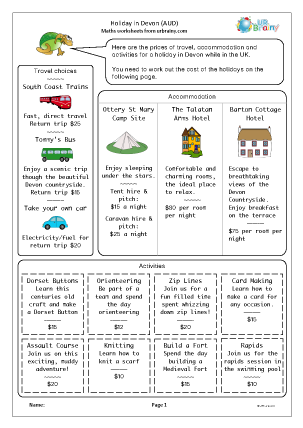 Preview of worksheet Holiday in Devon (AUD)