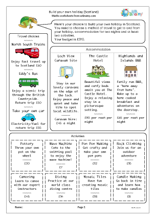 Preview of worksheet Build your own holiday: Scotland