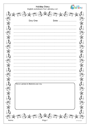 Preview of worksheet Holiday diary
