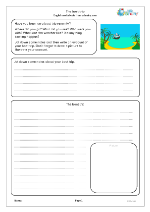 Preview of worksheet The boat trip
