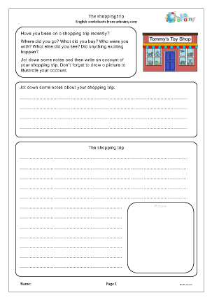 Preview of worksheet The shopping trip