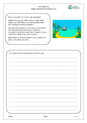 Preview of worksheet The boat trip