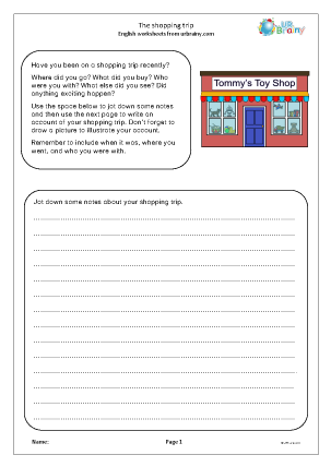 Preview of worksheet The shopping trip
