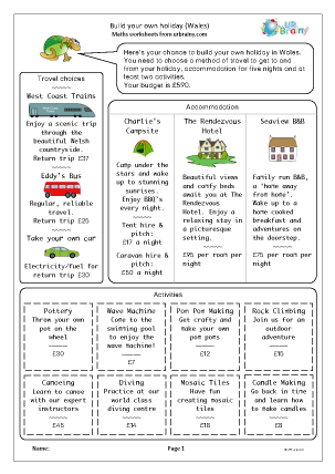 Preview of worksheet Build your own holiday: Wales